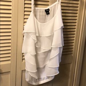 Torrid white sheer tiered ruffle cami size 2